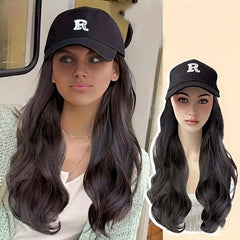 Long Wavy Hair Extension Hat Curly Wig Cap for Women