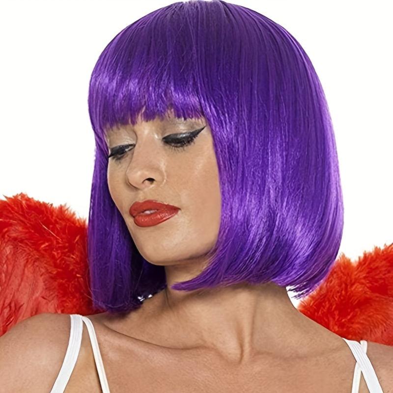Short Bob Wig With Neat Bangs for Women Halloween Party Cosplay