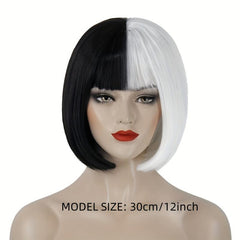Short Bob Wig With Neat Bangs for Women Halloween Party Cosplay