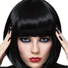 Short Bob Wig With Neat Bangs for Women Halloween Party Cosplay