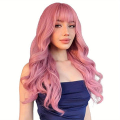 Curly Wavy Colored Wig With Bangs for Halloween Party