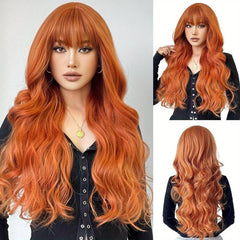 Curly Wavy Colored Wig With Bangs for Halloween Party