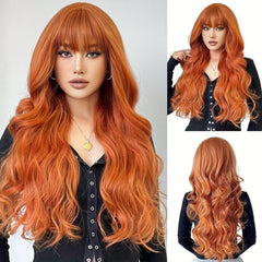 Curly Wavy Colored Wig With Bangs for Halloween Party
