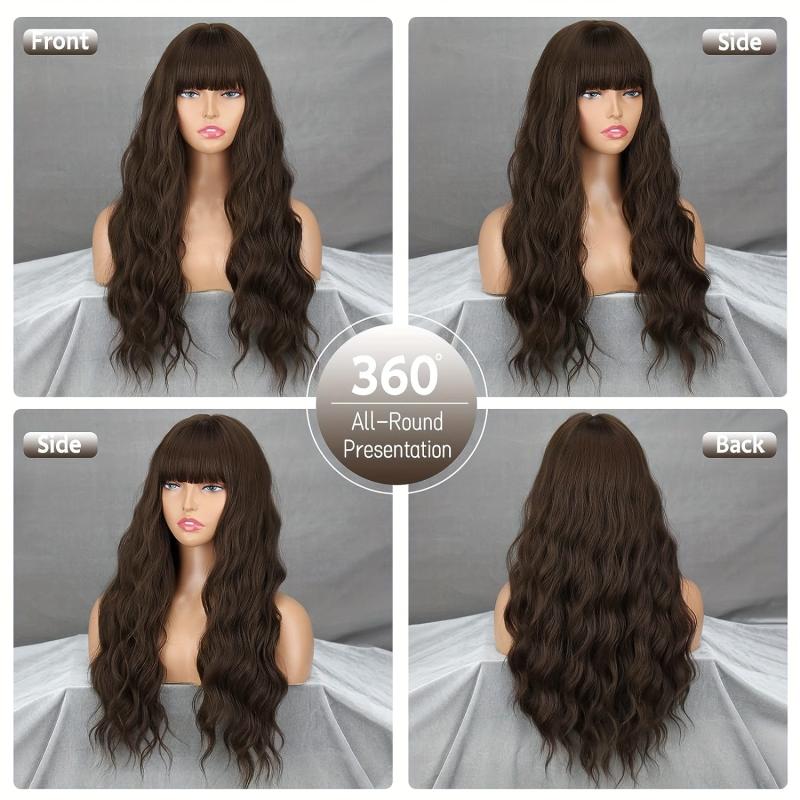 Curly Wavy Colored Wig With Bangs for Halloween Party