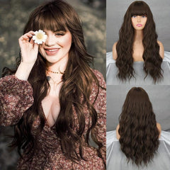Curly Wavy Colored Wig With Bangs for Halloween Party