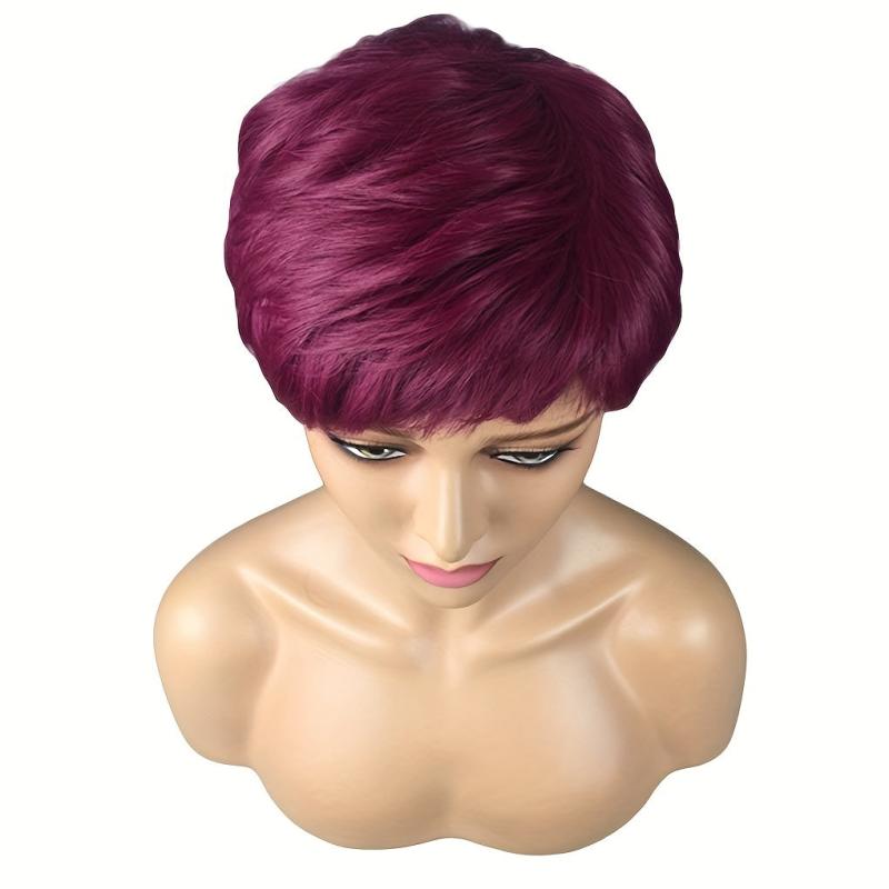15 24 Cm Short Wavy Hair Wig Synthetic Wig With Bangs Women Daily Wear