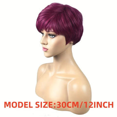 15 24 Cm Short Wavy Hair Wig Synthetic Wig With Bangs Women Daily Wear