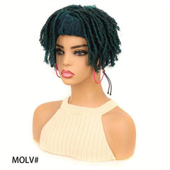 Dreadlocks Headband Wig Short Curly Synthetic With Bangs High Temperature Fiber