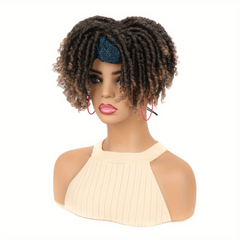 Dreadlocks Headband Wig Short Curly Synthetic With Bangs High Temperature Fiber