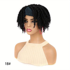 Dreadlocks Headband Wig Short Curly Synthetic With Bangs High Temperature Fiber