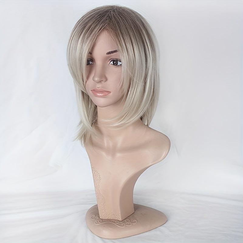 Anime Wig Straight Blonde Hair Short Curly Wig Men Costume Cosplay