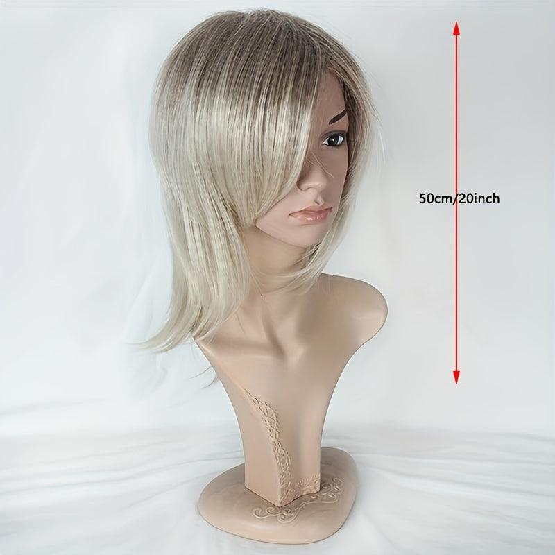Anime Wig Straight Blonde Hair Short Curly Wig Men Costume Cosplay