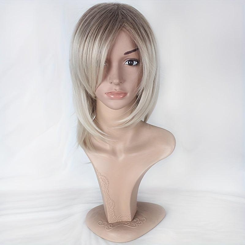 Anime Wig Straight Blonde Hair Short Curly Wig Men Costume Cosplay