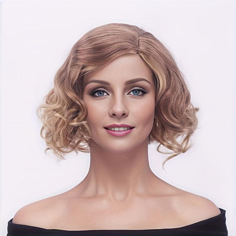 Short Curly Bob Cut Wig Synthetic Heat Resistant Natural Look