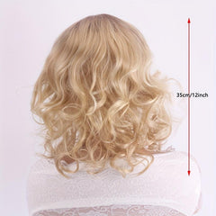 Short Curly Bob Cut Wig Synthetic Heat Resistant Natural Look