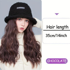 Long Hair Water Ripple Fisherman Hat Wig Cap