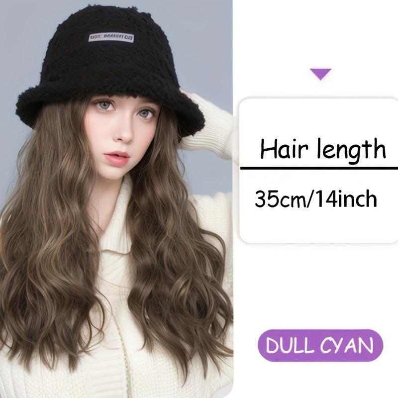 Long Hair Water Ripple Fisherman Hat Wig Cap