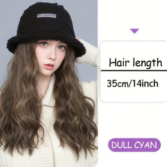 Long Hair Water Ripple Fisherman Hat Wig Cap
