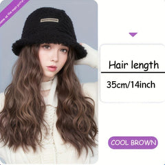 Long Hair Water Ripple Fisherman Hat Wig Cap