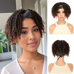Dreadlocks Wig Headband Short Curly Synthetic Wig for Halloween Cosplay
