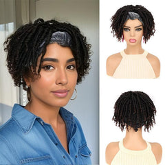 Dreadlocks Wig Headband Short Curly Synthetic Wig for Halloween Cosplay