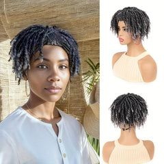 Dreadlocks Wig Headband Short Curly Synthetic Wig for Halloween Cosplay