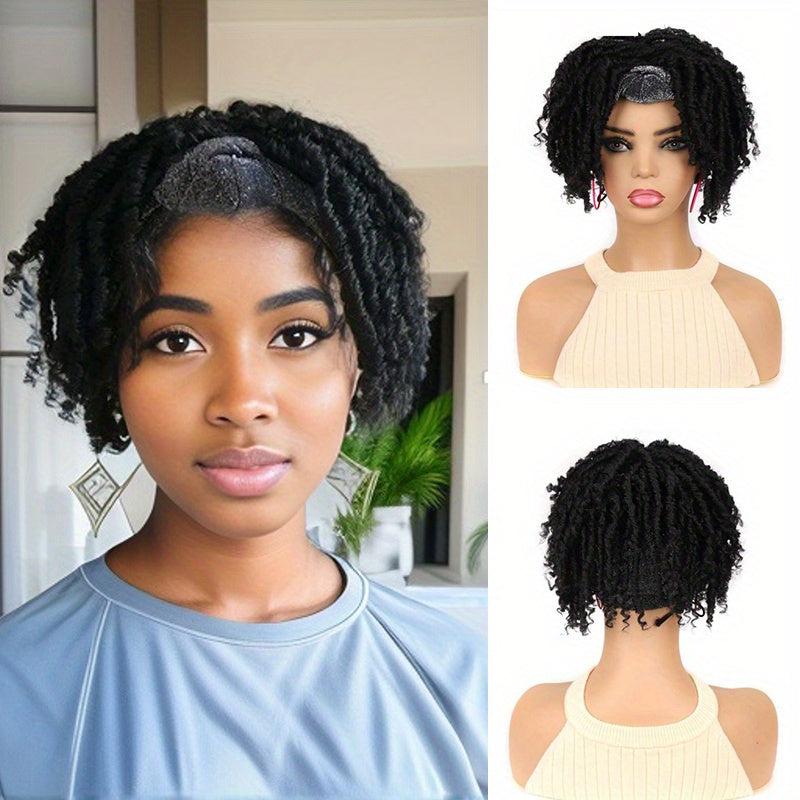 Dreadlocks Wig Headband Short Curly Synthetic Wig for Halloween Cosplay