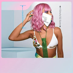 Pastel Wavy Wig With Air Bangs Women's Short Bob Wigs Curly Wavy