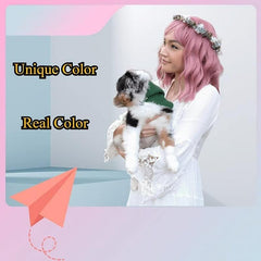 Pastel Wavy Wig With Air Bangs Women's Short Bob Wigs Curly Wavy