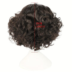 Dark Brown Curly Wig For Women Short Cosplay Wig For Halloween Costume