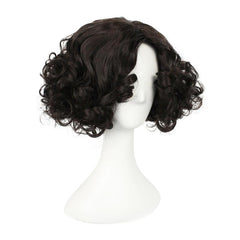 Dark Brown Curly Wig For Women Short Cosplay Wig For Halloween Costume