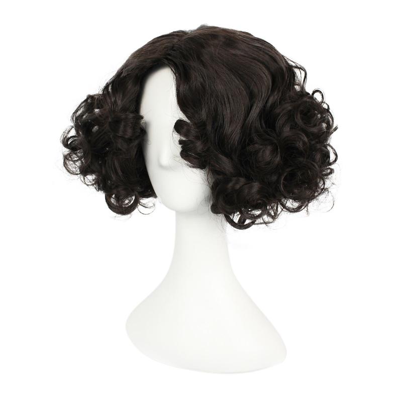 Dark Brown Curly Wig For Women Short Cosplay Wig For Halloween Costume