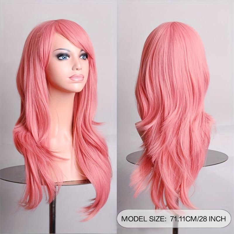 Colorful Long Curly Synthetic Wig With Bangs for Halloween Cosplay