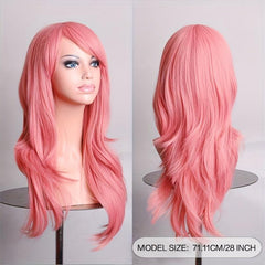 Colorful Long Curly Synthetic Wig With Bangs for Halloween Cosplay