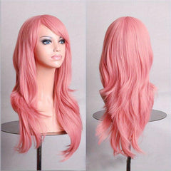 Colorful Long Curly Synthetic Wig With Bangs for Halloween Cosplay