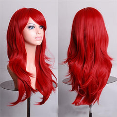 Colorful Long Curly Synthetic Wig With Bangs for Halloween Cosplay