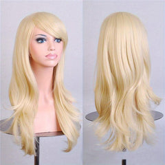 Colorful Long Curly Synthetic Wig With Bangs for Halloween Cosplay