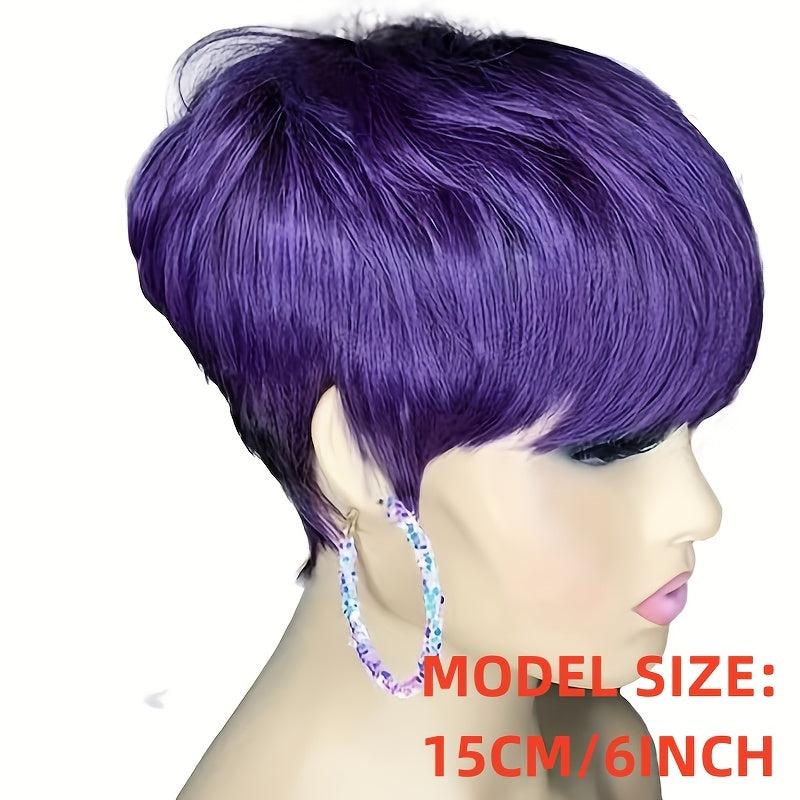 Short Purple Curly Wig for Women - Holiday Party Synthetic Dual Wig