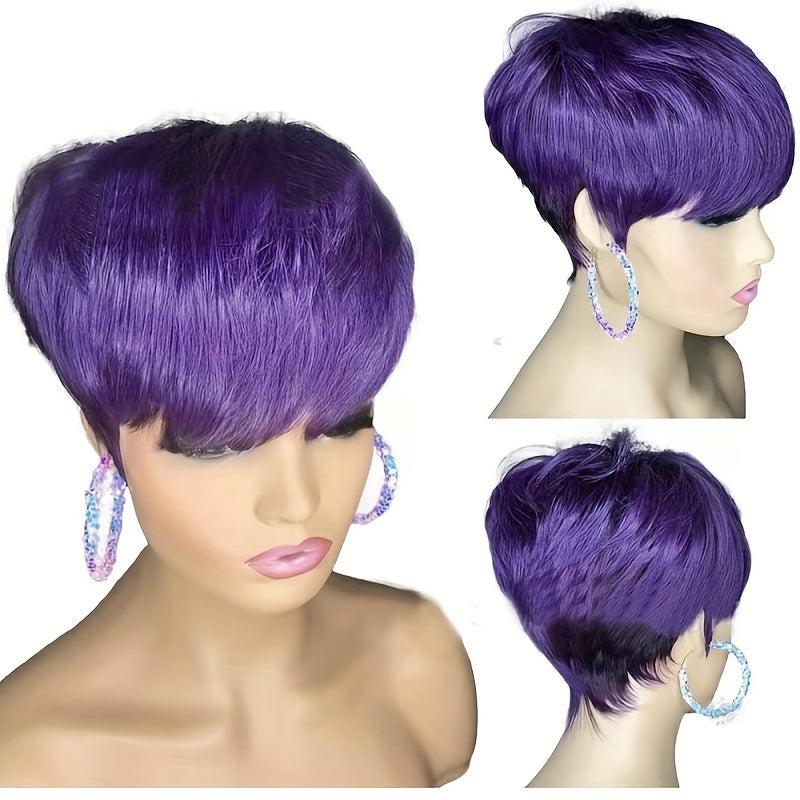 Short Purple Curly Wig for Women - Holiday Party Synthetic Dual Wig