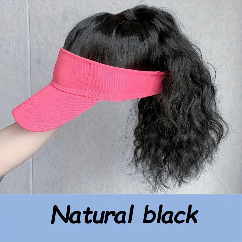 Wavy Hair Beach Visor Baseball Cap Wig for Women