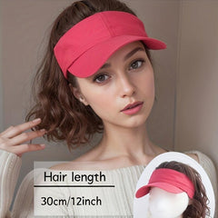 Wavy Hair Beach Visor Baseball Cap Wig for Women