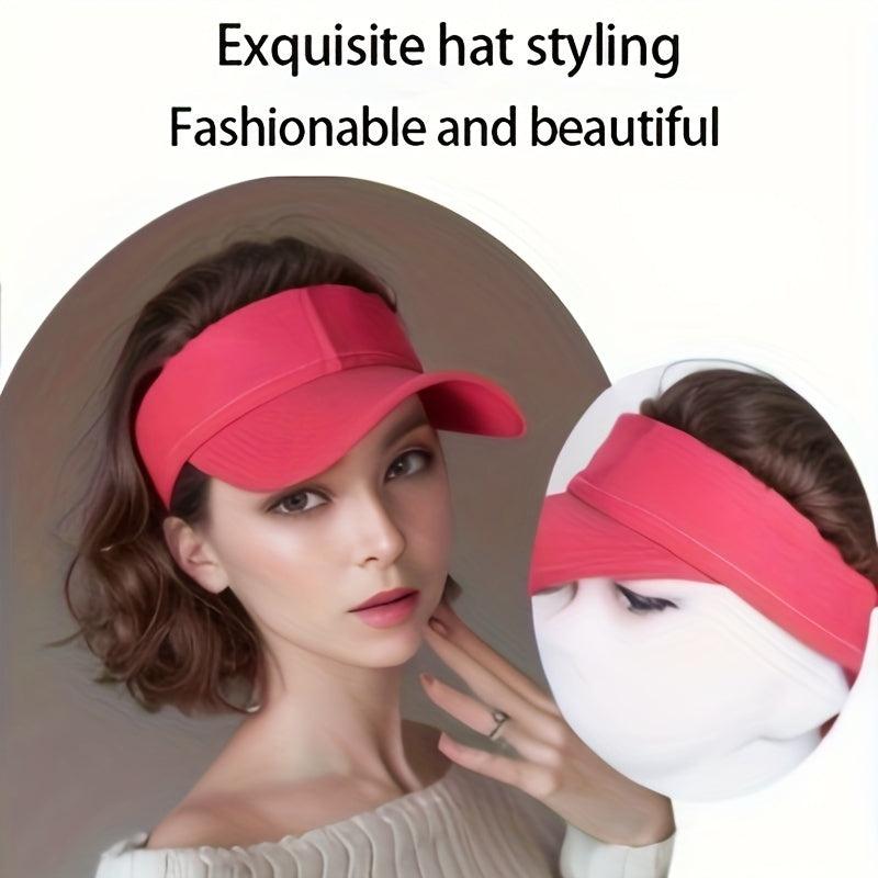 Wavy Hair Beach Visor Baseball Cap Wig for Women