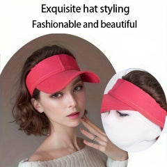 Wavy Hair Beach Visor Baseball Cap Wig for Women