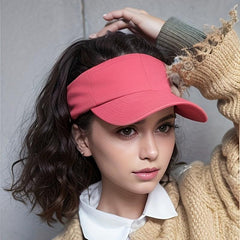 Wavy Hair Beach Visor Baseball Cap Wig for Women