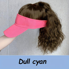 Wavy Hair Beach Visor Baseball Cap Wig for Women