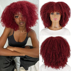 Afro Kinky Curly Wig High Puff Natural Hair Wig With Bangs