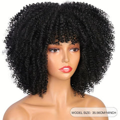 Afro Kinky Curly Wig High Puff Natural Hair Wig With Bangs