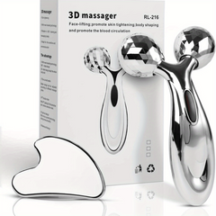 Stainless Steel Gua Sha & Face Roller Set - Face Massager & Sculpting Tool