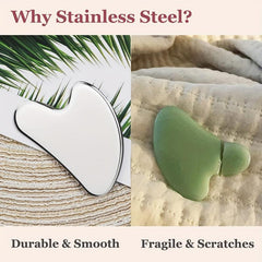 Stainless Steel Gua Sha & Face Roller Set - Face Massager & Sculpting Tool