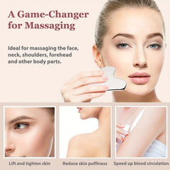Stainless Steel Gua Sha & Face Roller Set - Face Massager & Sculpting Tool